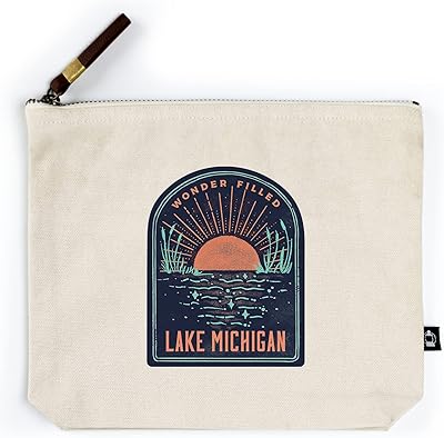 Lake Michigan, Lake Life Series, Wonder Filled, Contour (100% Cotton Canvas Travel Accessory Go Bag)