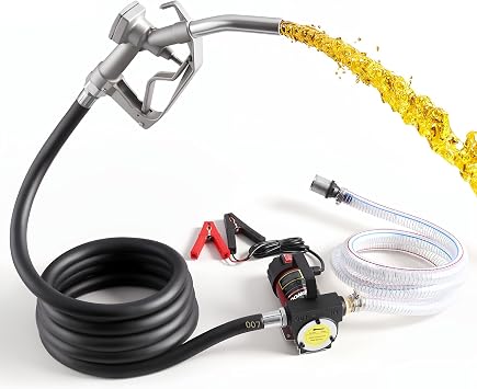 Reywoo Diesel Transfer Pump Kit, 12V DC Electric Oil Transfer Pump with Nozzle Hoses, 11.9 GPM Fuel Transfer Pump for Transferring Diesel, Kerosene, Machine, Transformer Oil