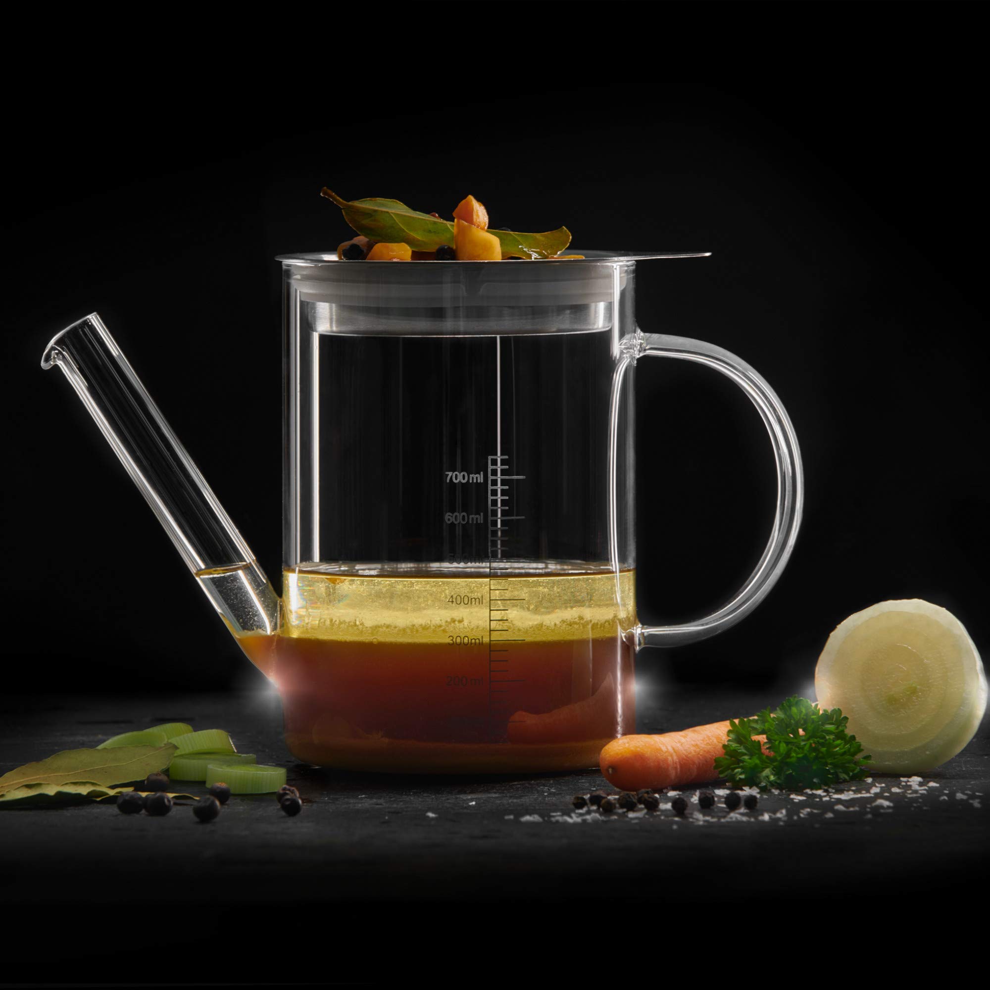 Lurch 70200 Fett-Trenn-Kanne aus hitzebeständigem Borosilikatglas 0,75l, Transparent