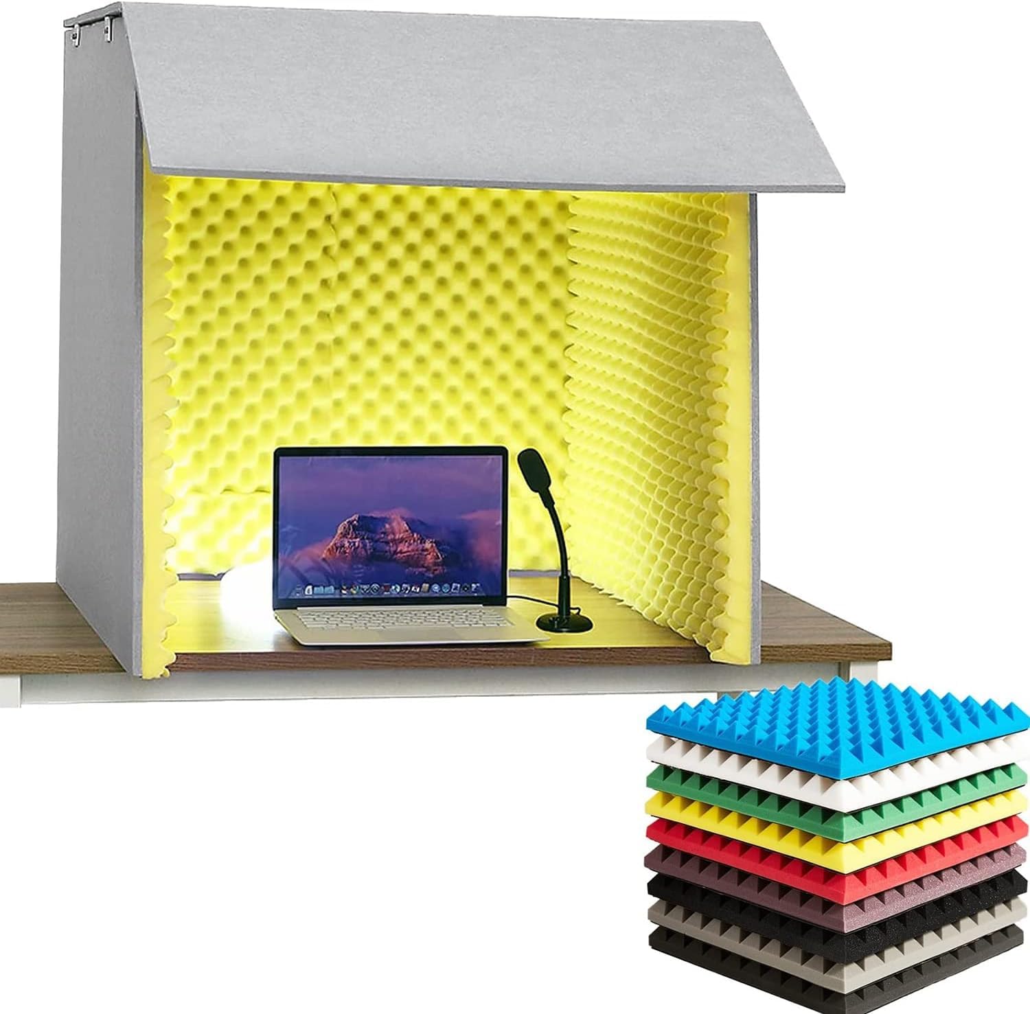 Pannelli Fonoassorbenti Pannelli in schiuma fonoassorbenti portatili, cabina fonoassorbente, cabina di registrazione vocale, copertura fonoassorbente da tavolo 80 * 80 * 80CM Schiuma Fonoassorb