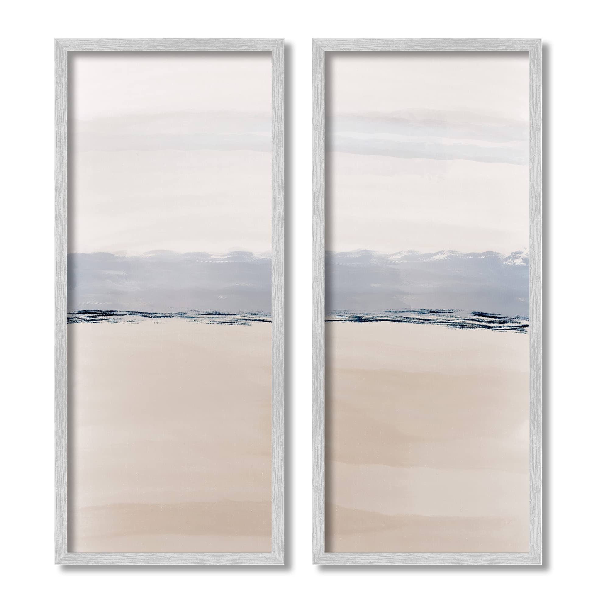 Stupell IndustriesAbstract Nautical Shoreline Landscape Blue Beige Horizon, Design by Emily Navas Gray Framed Wall Art, 2pc, Each 13 x 30