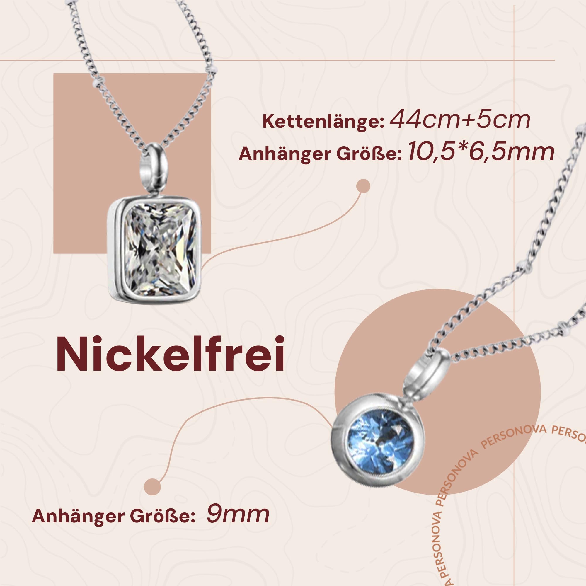 Geburtsstein Kette rund abnehmbar 12 Monatssteine mit Bedeutung 18K vergoldete Halskette Damen in Gold Roségold Weißgold Geschenk für Frauen Mädchen nickelfrei wasserfest