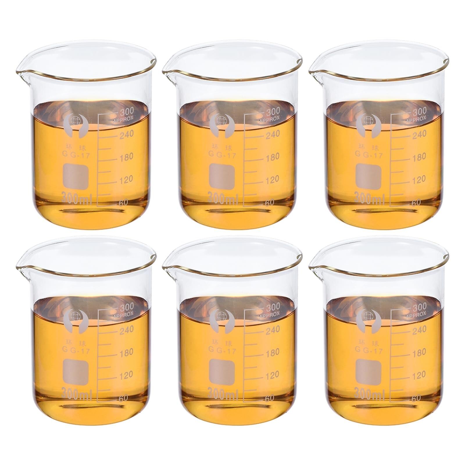 Provetta graduata in vetro, Becher graduato in vetro borosilicato, capacità multiple, inclusa confezione da 2 250 ml(300ml)