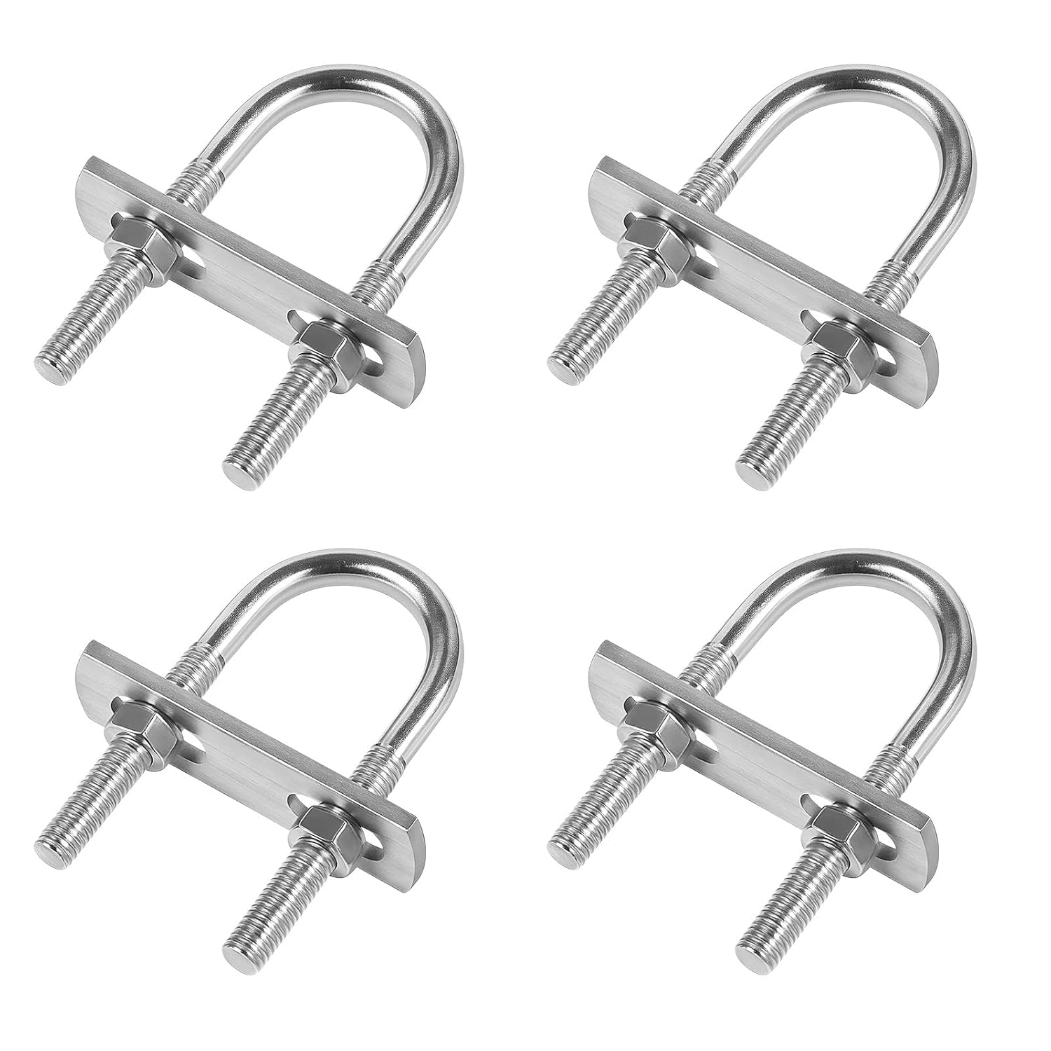 4 Sets U Bolts 1 Inch Wide, M6 U Bolts 25 Mm X 70 Mm Clamp Carbon Steel Round U-Bolt with with Frame Plates, Nuts, and Washer Round U-Bolt for Trailers, Boats