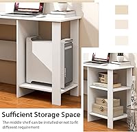 Vista 7 de Tangkula Escritorio blanco en forma de L con estantes de almacenamiento, escritorio de computadora de esquina de madera, estación de trabajo