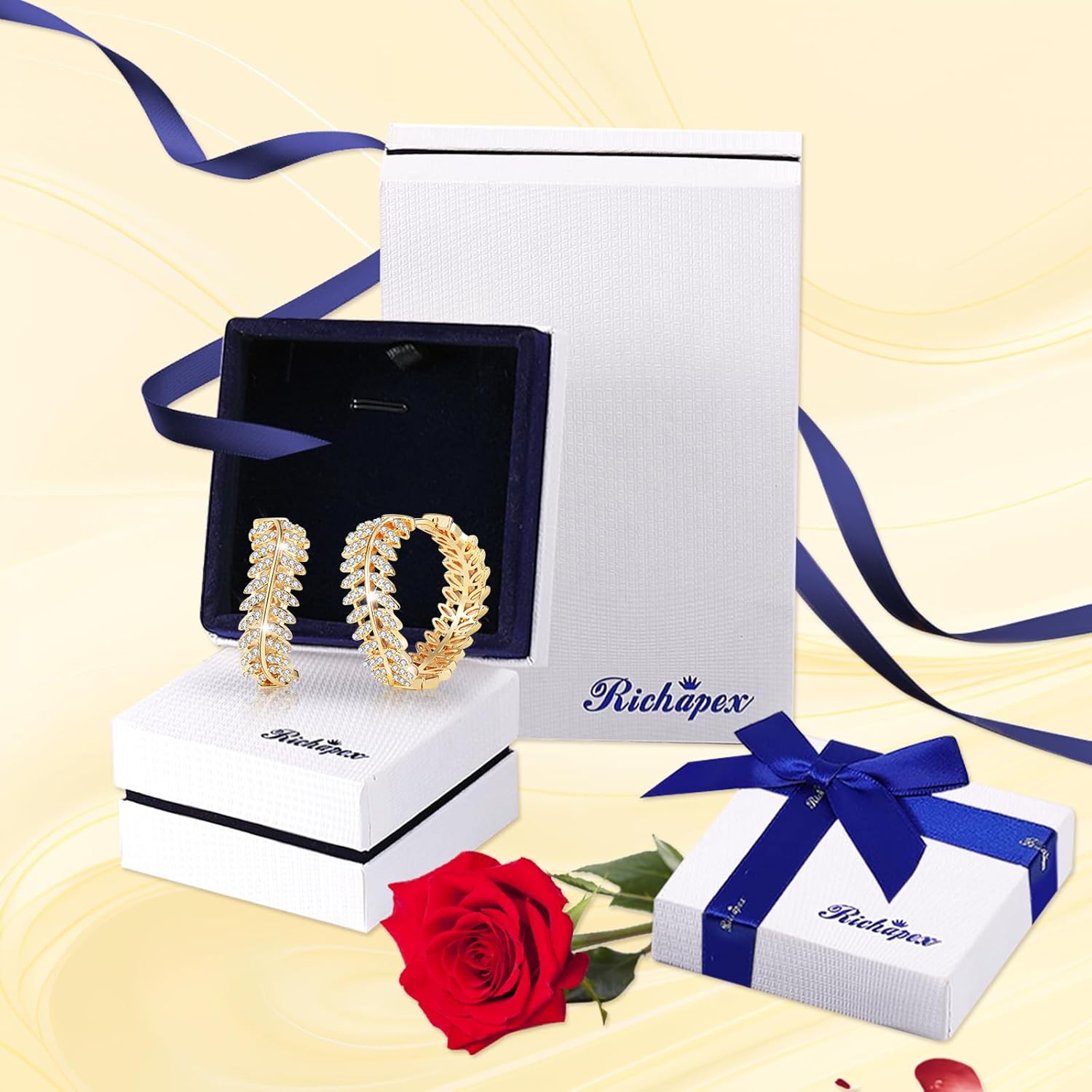 18K Gold Hoop Earrings for Women, Dainty Cubic Zirconia Hoop Earrings, Hypoallergenic, Anniversary Birthday Gifts for Women - Image 7