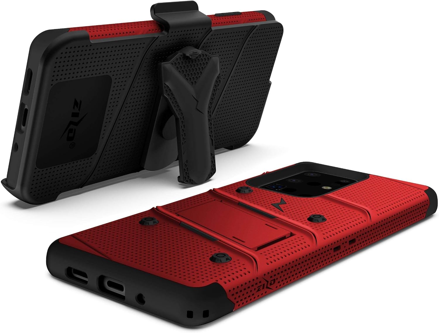 ZIZO Bolt Series for Galaxy S20 Ultra Case with Kickstand Holster Lanyard - Red