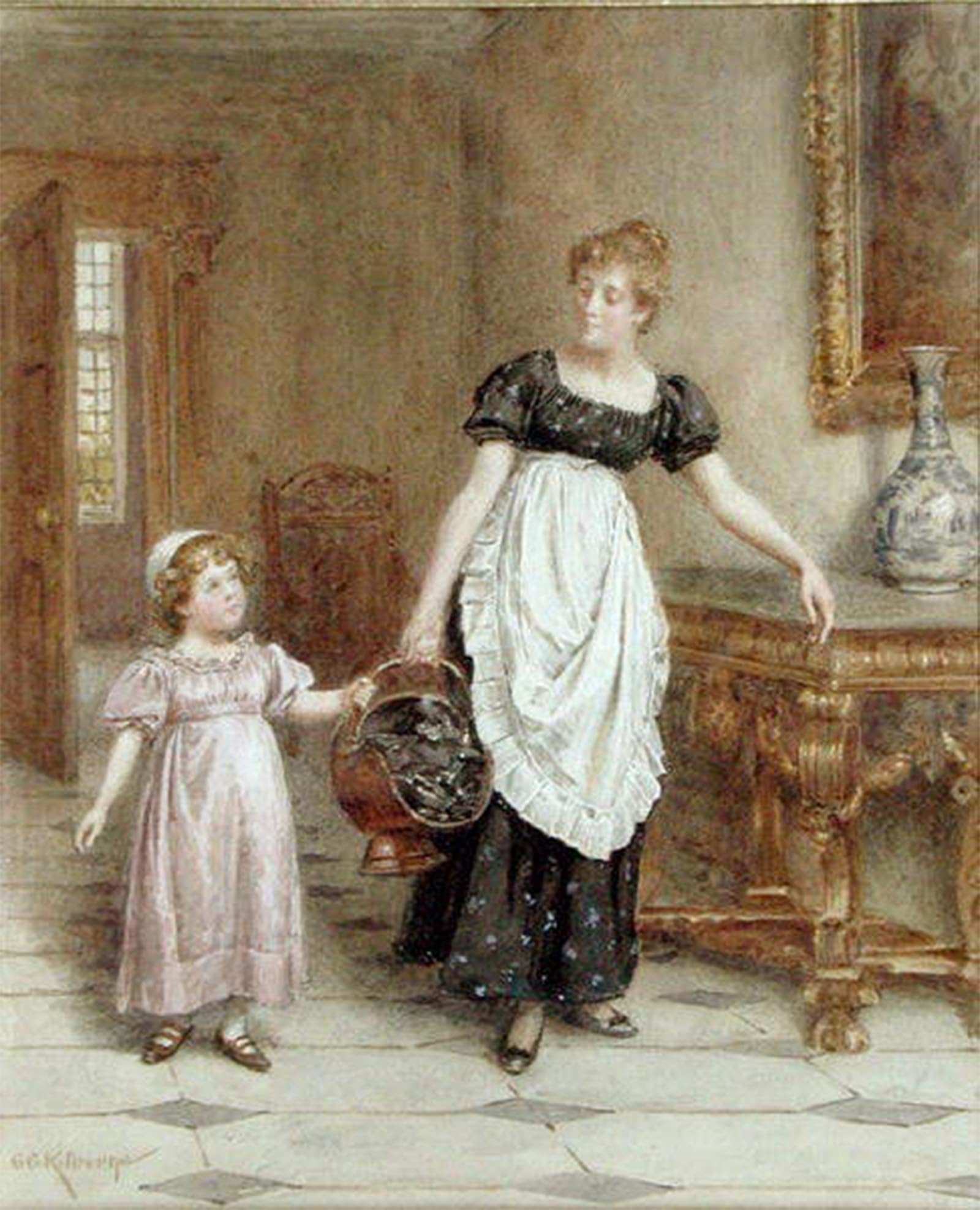 Posteriik No Frame Vintage Classic Picture Landscape Artwork Many Hands Make Light Work By George Goodwin Kilburne Portrait Canvas Painting For Office Home Decor 60X90cm
