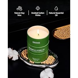 M&SENSE Bamboo Scented Candles Natural Non Toxic, Large Aromatherapy Candle for Stress Relief Meditation Relaxing, Housewarming Gifts for Women Men, 21.2oz 120 Hour Long Burning