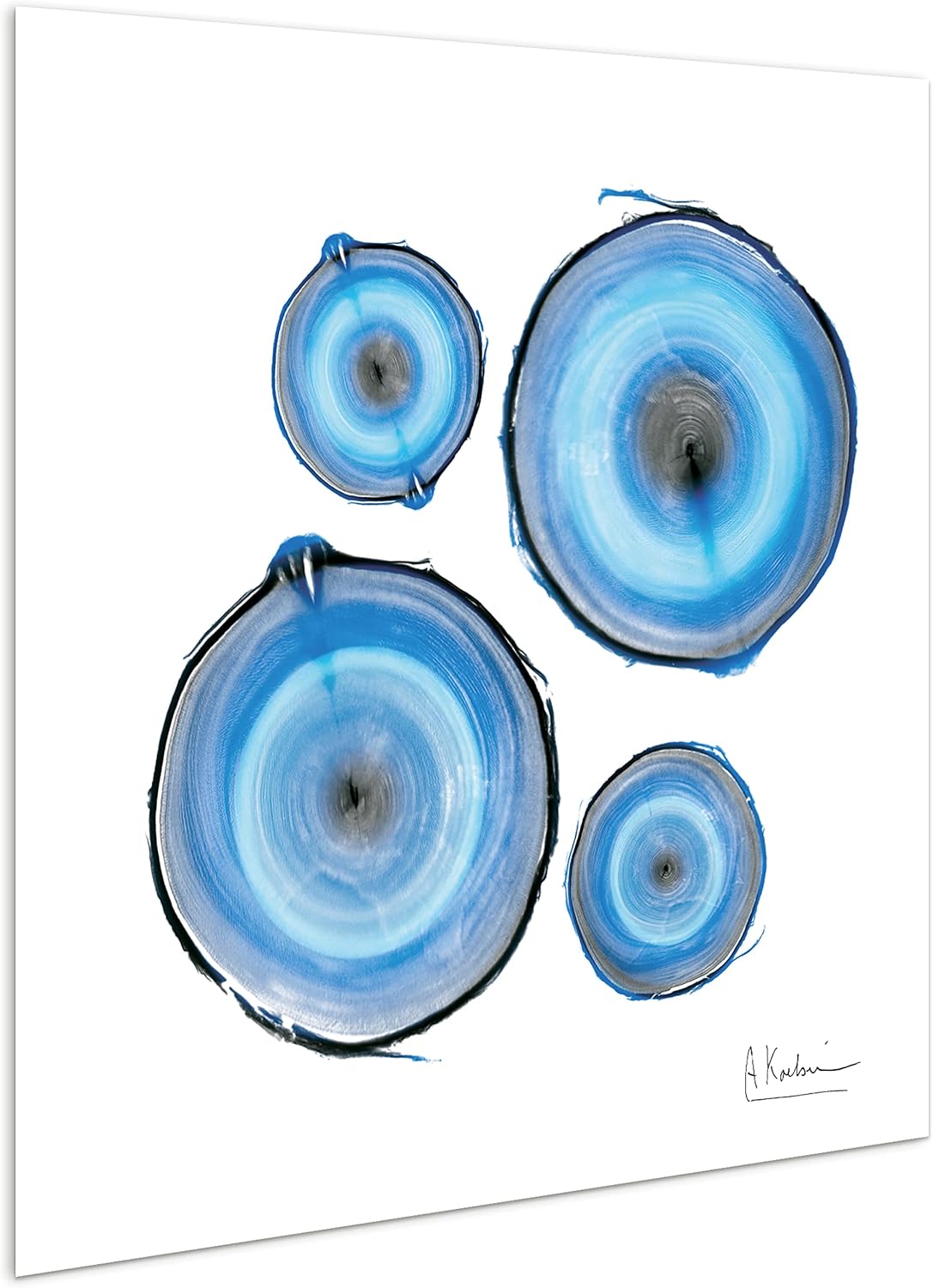 Empire Art Direct Frameless Free Floating Tempered Glass Panel Graphic Wall Art Ready to Hang, 24" x 24", Blue Mineral Rings II - Image 4