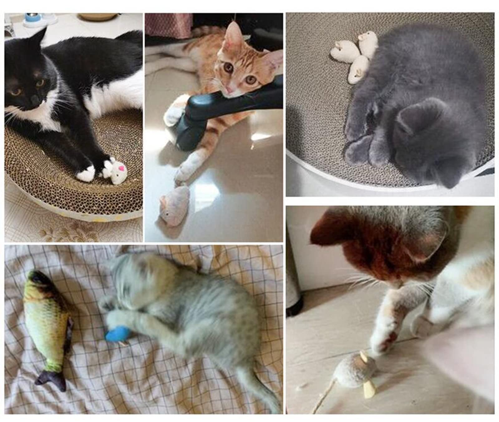ISMARTEN Katzenminze Spielzeug, Katzen Maus Plüsch Katzenspielzeug, Katzenmäuse & Tiere Spielzeug für Indoor Katzen und Kätzchen, Katze Kauspielzeug für Übung für Haustier Katze Kätzchen Kitty (6