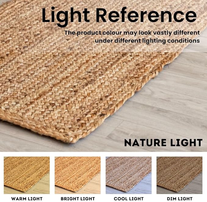 Tapete Redondo de Yute Natural HOMEMONDE 6 pies Trenzado Reversible miniatura 6