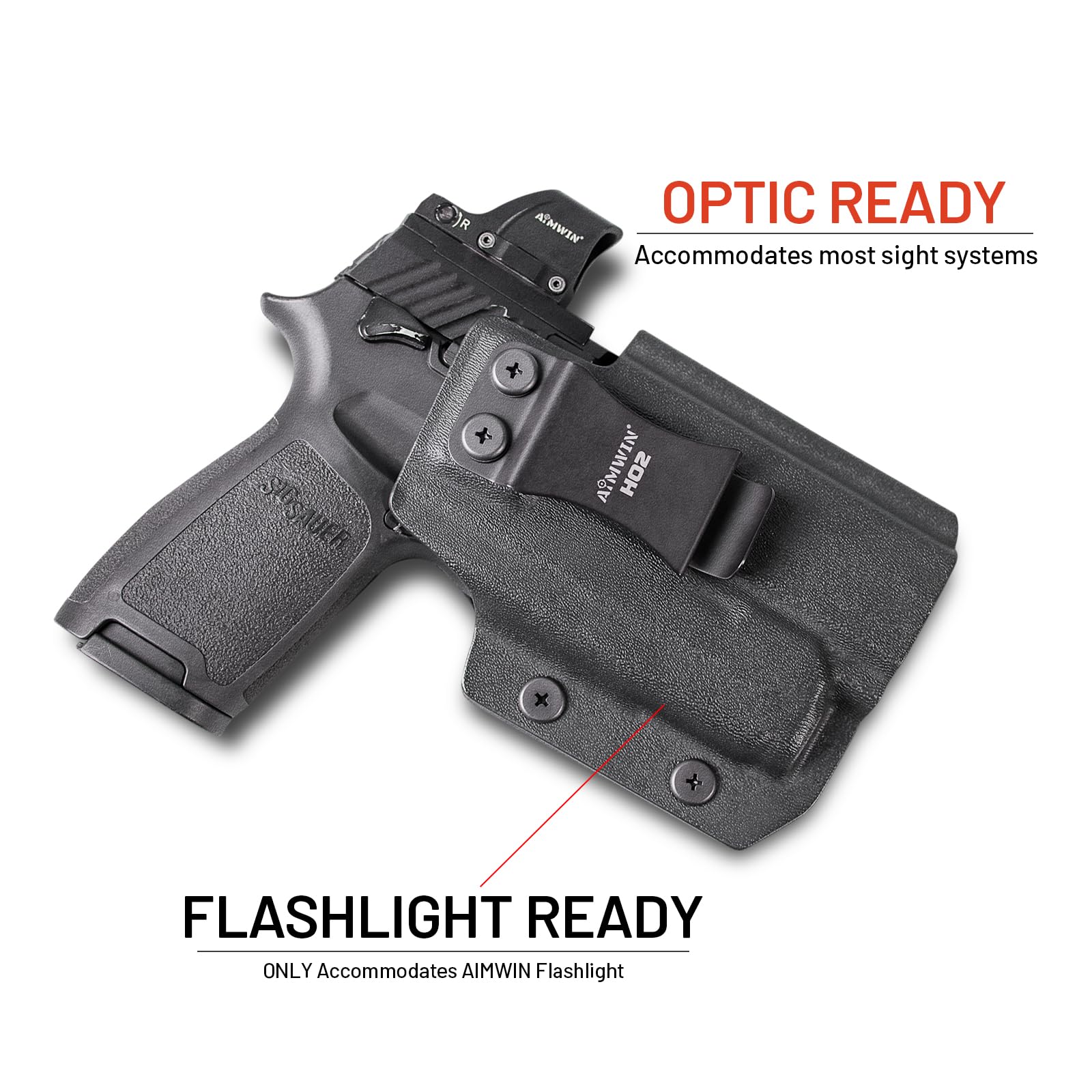 AIMWIN H02 Fondina IWB Interna per SIG M18 Destra Porto Occulto KYDEX Holster IWB Blocco Automatico Ritenzione Regolabile Compatibile Torcia Laser