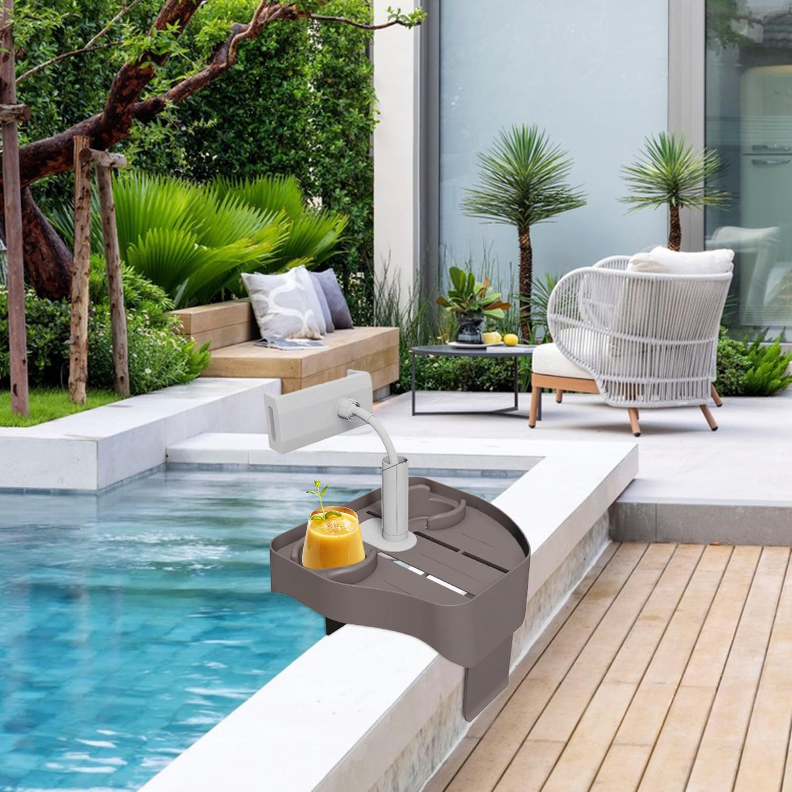 Pool Handyhalterung - Stabile Ablage - Handyhalter Mit Becherhalter Für Innen Und Außenbereich Flexibel Einsetzbar