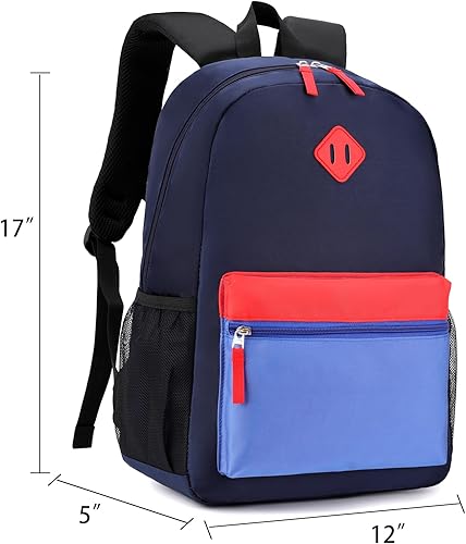 Miniatura 6 de Juego de mochila para niñas y niños con lonchera para escuela primaria y primaria, Azul marino, Mochila