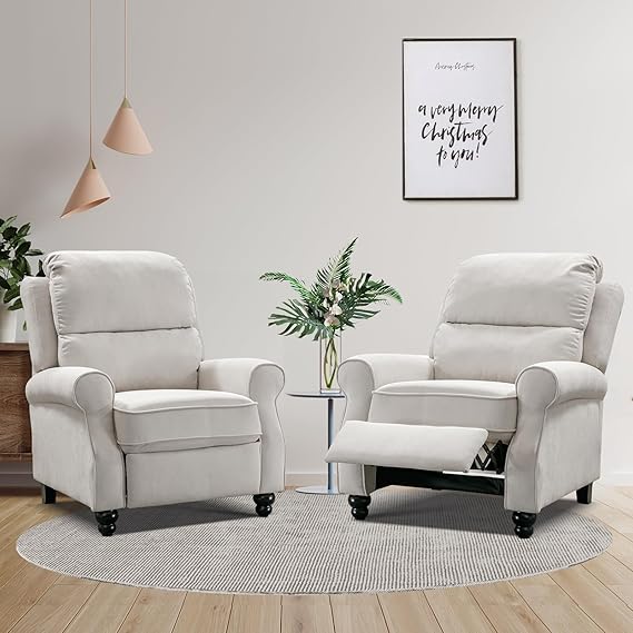 Bonzy Home Pushback Recliner Chair Set of 2, Push Back