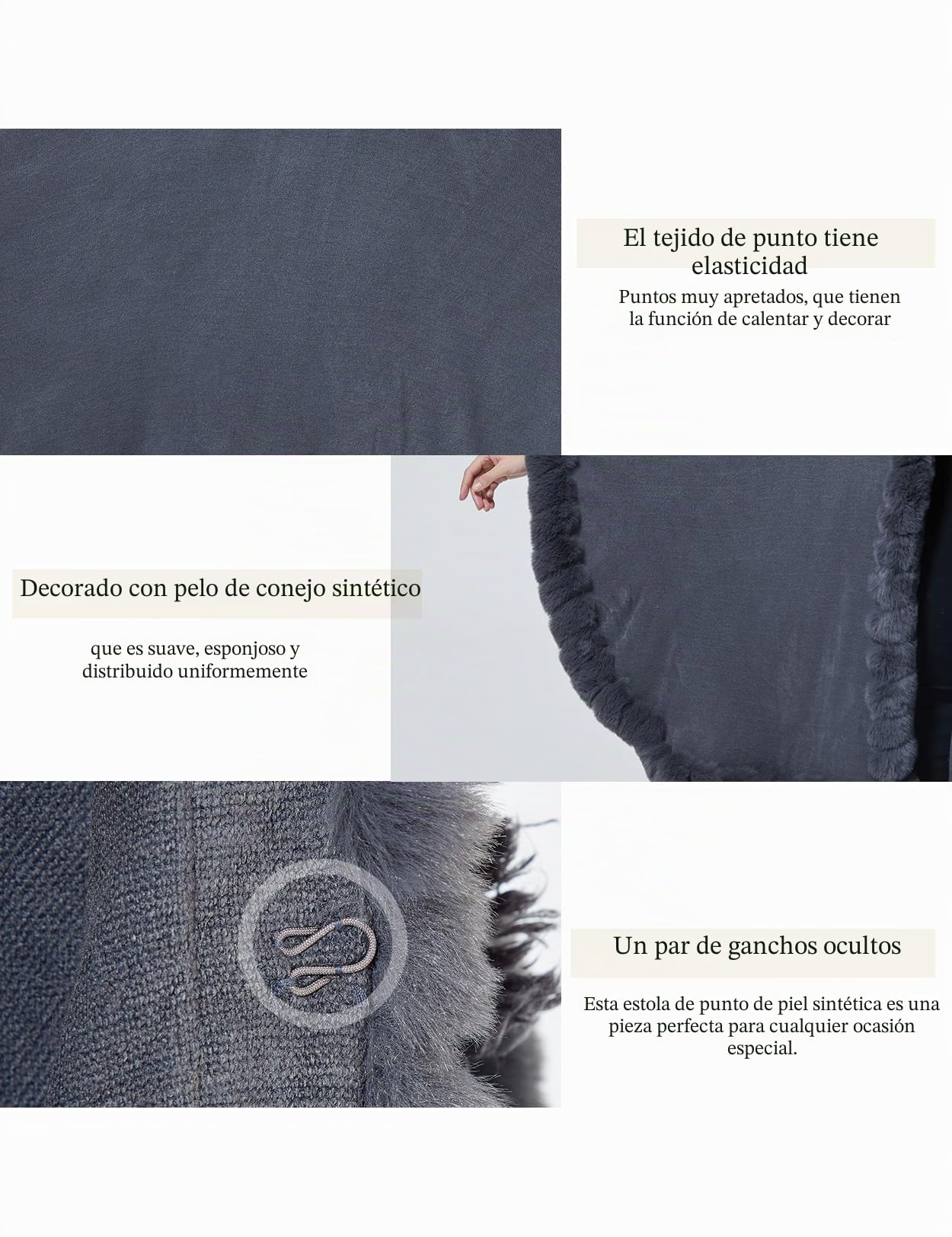 BEAUTELICATE Chal Pelo Mujer Capa Poncho Estola Piel Sintética Cardigan Chaquetas con Cuello de Piel para Invierno Navidad Boda Fiesta
