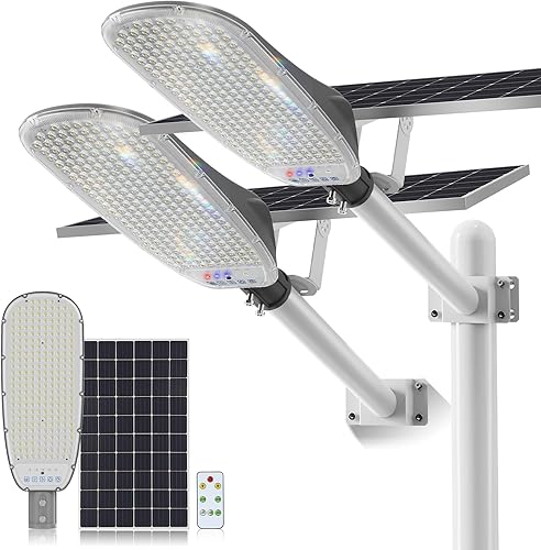 Miniatura 10 de 10000 W de luces solares de calle para exteriores resistentes al agua, 300,000 lm, luz LED de seguridad súper brillante con sensor de movimiento y