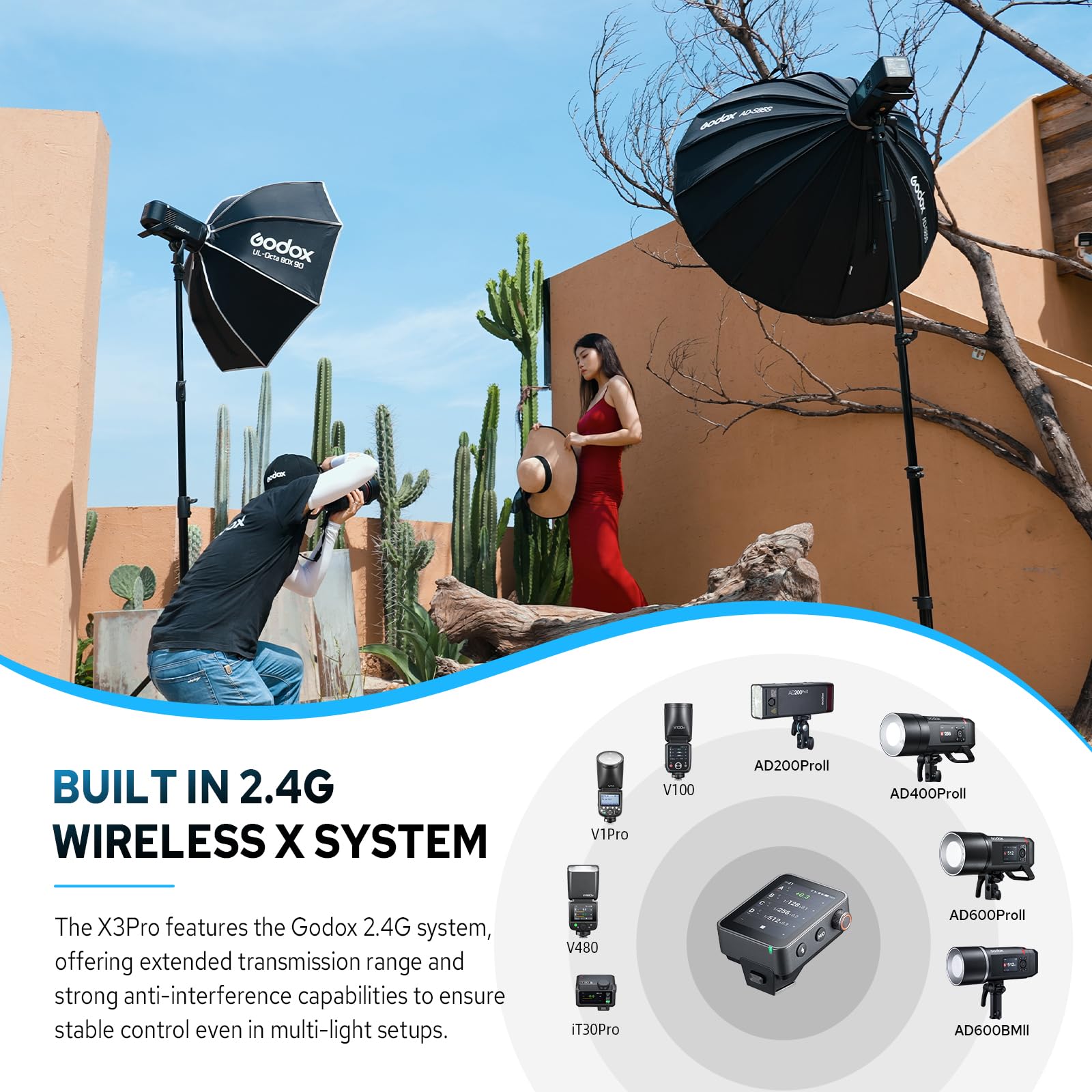Godox X3Pro F TTL Wireless Blitzauslöser mit HSS Display für Fuji, TCM (Auto/Manuell/Mehrere Modi) Bluetooth Integration und APP Steuerung Wireless Speedlight Transmitter