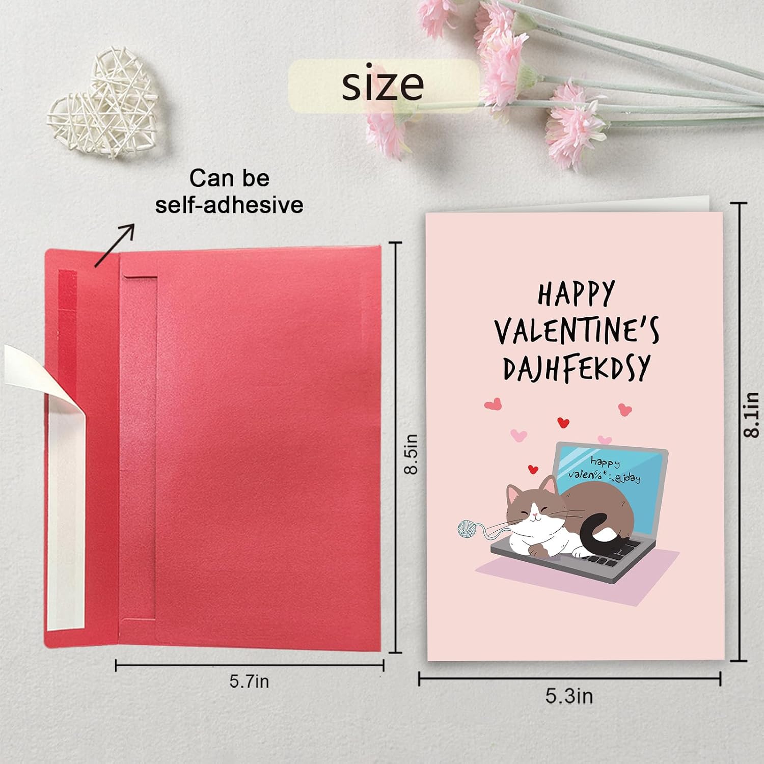 Funny Cats Valentines Day Card for Him Her, Cute Valentines Day Card from Cat, Happy Valentines Day Card for Cat Owner Lover, Cats on Keyboard Card - Image 2