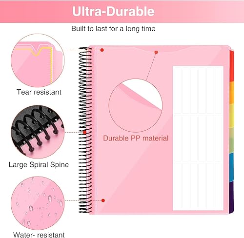 Vista 19 de Forvencer 24 Pocket Project Organizer, 1/3-cut Tab Binder Organizer with Sticky Labels, Multi Pocket Folder with Zipper Pouch, Folder Binder Spiral