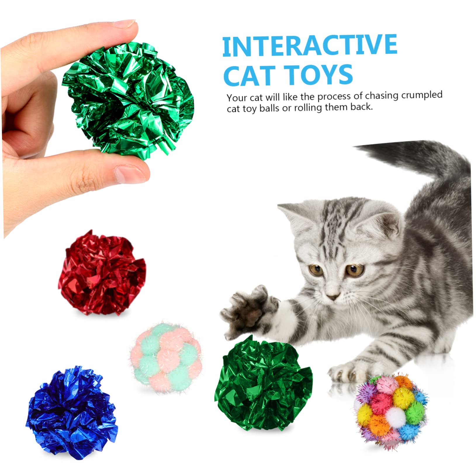 Happyyami 50piezas Juguetes Interactivos para Gatos Incluye De Peluche y Bolas Crinkle Juguetes para Mascotas Que Fomentan El Ejercicio Entretenimiento