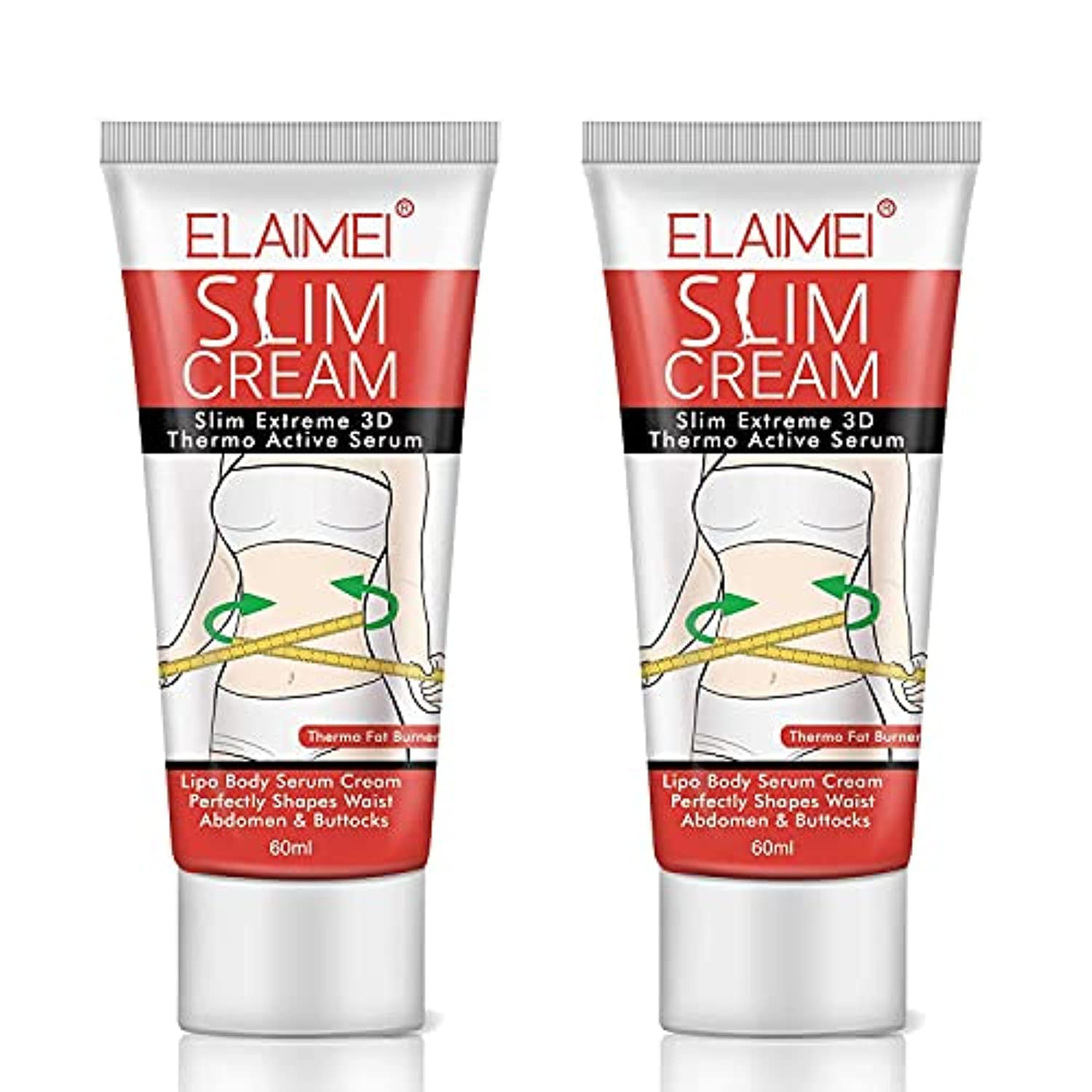 Hot Cream 2 Pack, Cellulite Removal Cream Natural Slimming Firming Body Cream, Anti Cellulite Fat Burner for Shaping Waist, Abdomen and Buttocks 60ml