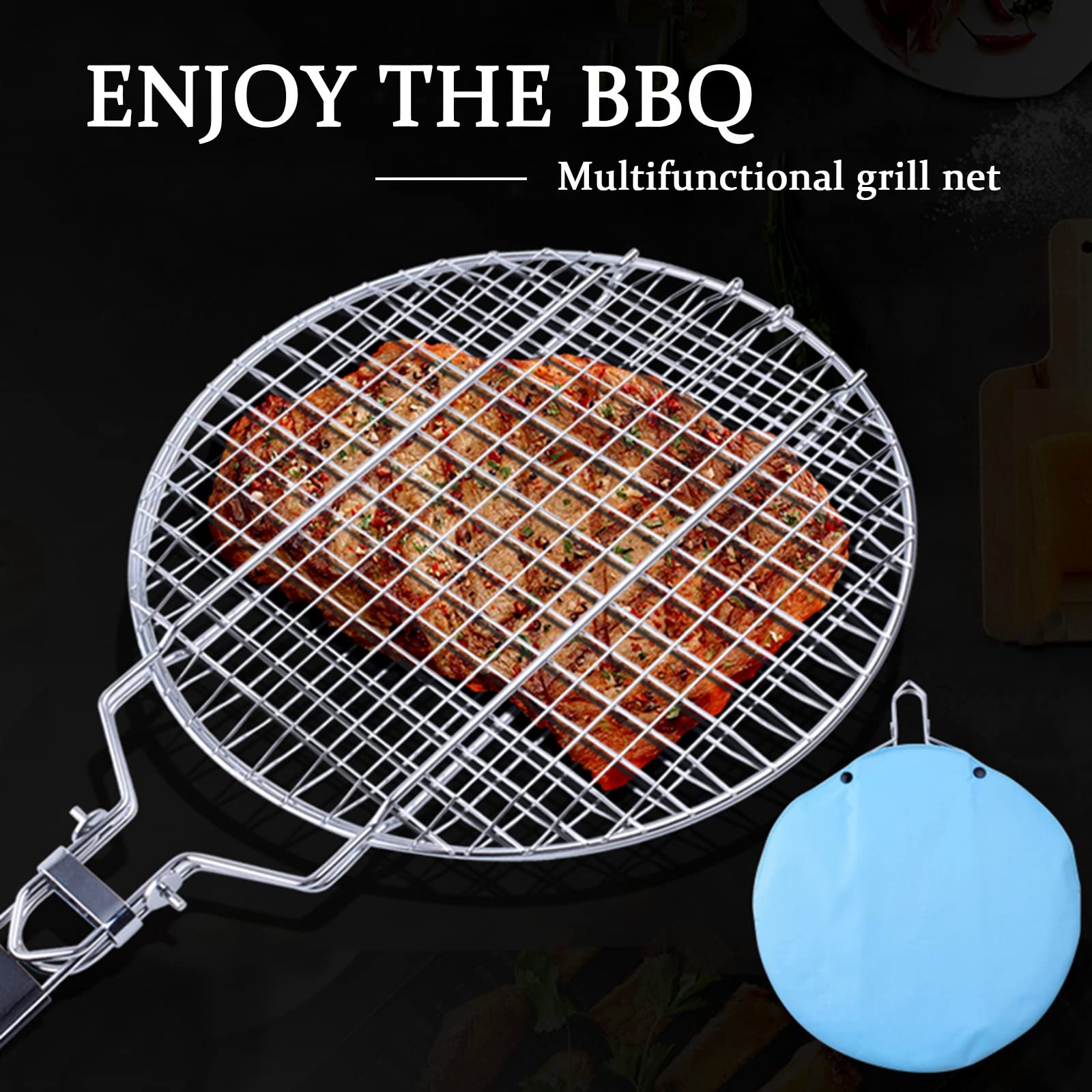 Griglia A Cestello Per Barbecue - In Acciaio Inox Pieghevole, 28x28 Cm | Per Pesce, Verdure E Carne