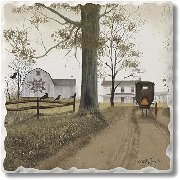 Thirstystone Amish Buggy Old Homestead Scene Single Tumbled Tile Coaster