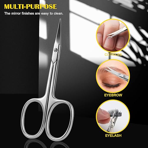 Miniatura 6 de FVION Tijeras curvadas para cutículas extrafinas para mujeres, hombres y profesionales, tijeras de manicura pequeñas de acero inoxidable con