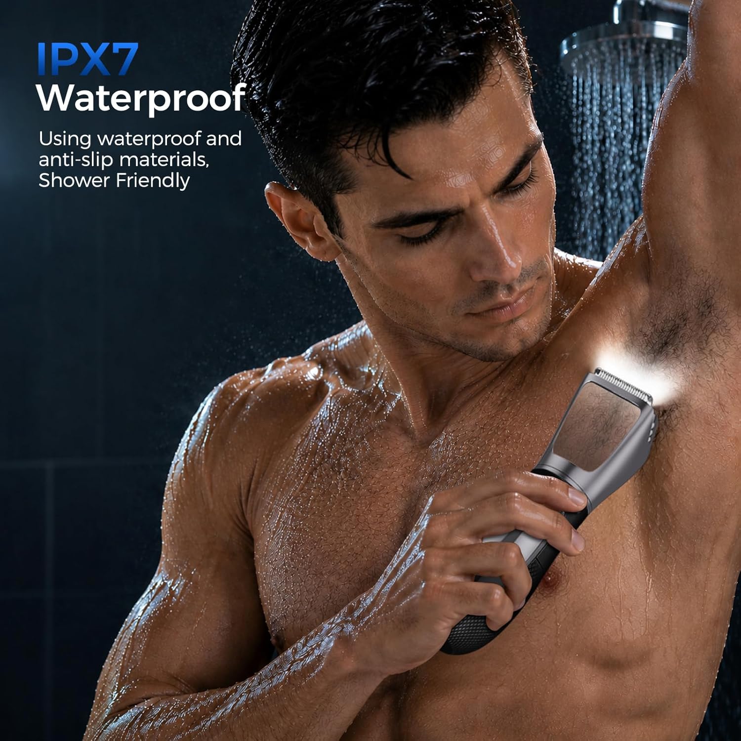Bikini Trimmer for Men, 2 in 1 Electric Razors Shaver, IPX7 Waterproof Body Hair Trimmer with Mirror, LED Light & Display, Painless Pubic Hair Removal, Silver