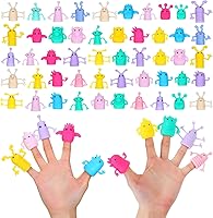 Vista 1 de Juguetes de marionetas de dedo de 80 piezas, lindos muñecos de monstruo, de goma suave, con patrón de monstruo y diablo, juguetes elásticos