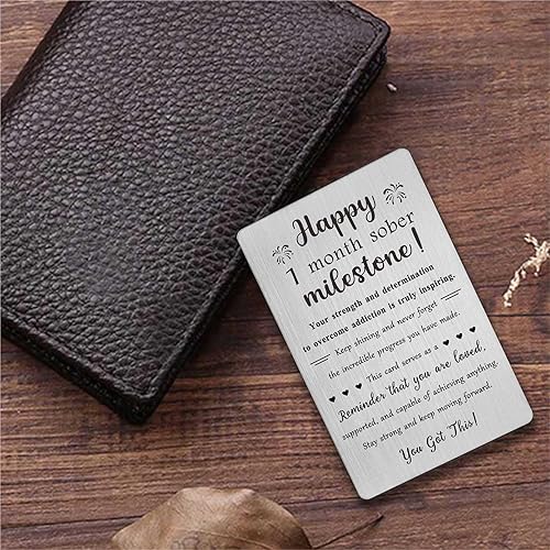 Miniatura 2 de TGCNQ Regalos de sobriedad para 6 meses, regalos de recuperación para mujeres y hombres, tarjeta de metal de aniversario sobrio de 6 meses