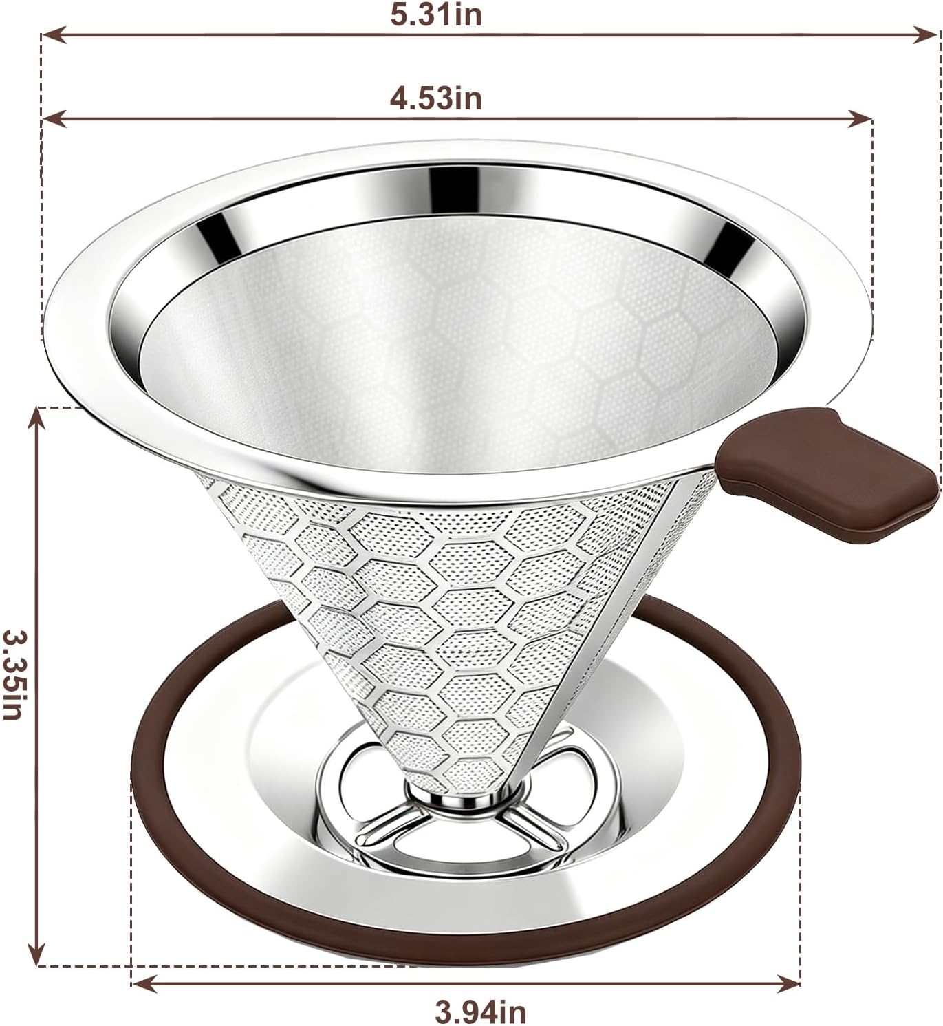 Pour Over Coffee Maker Dripper 600 Mesh Reusable Coffee Filter