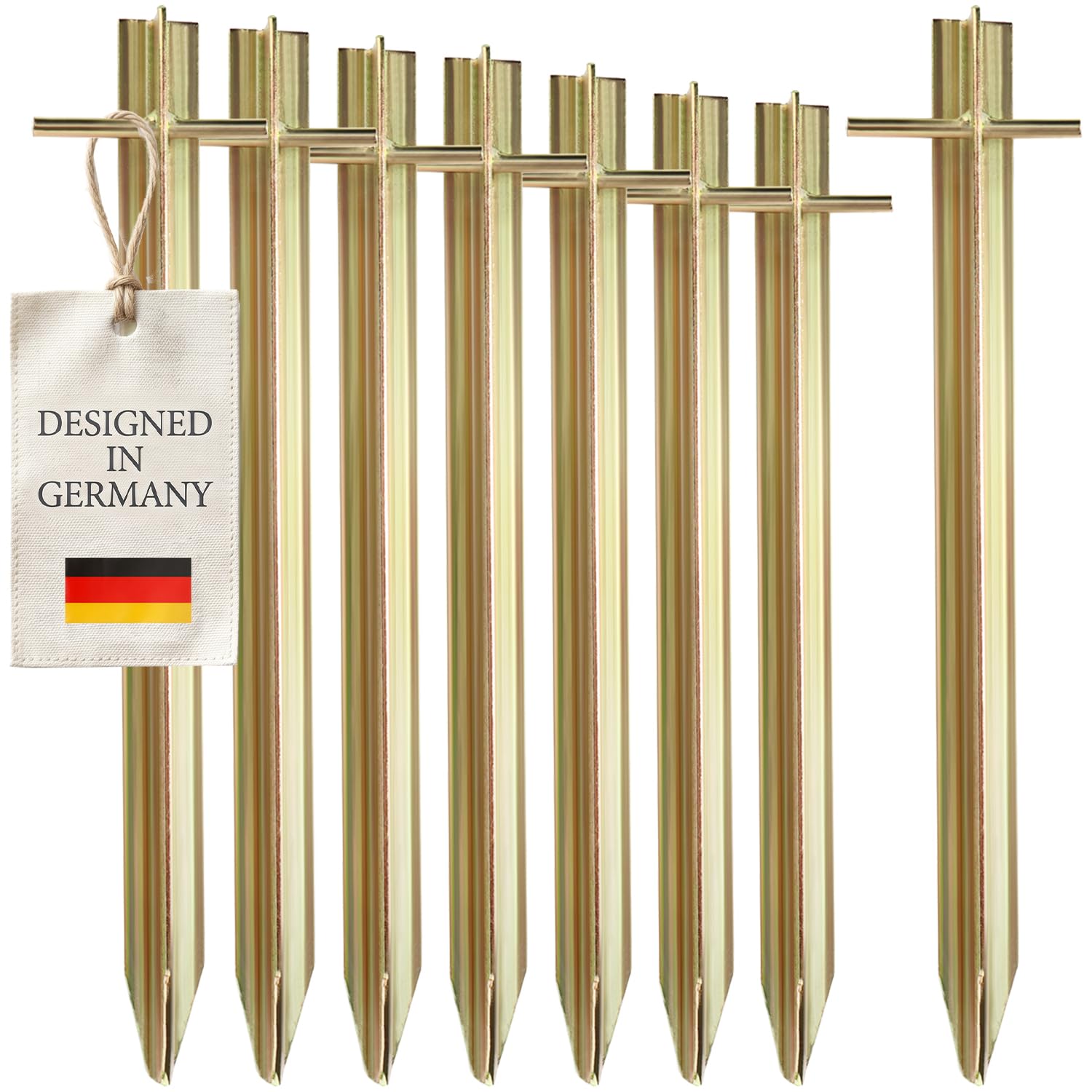 COM-FOUR® 8X piquets de Tente en Acier - piquets Longs et Robustes avec Profil en T pour Le Camping et l'extérieur - idéal pour Les sols normaux et durs