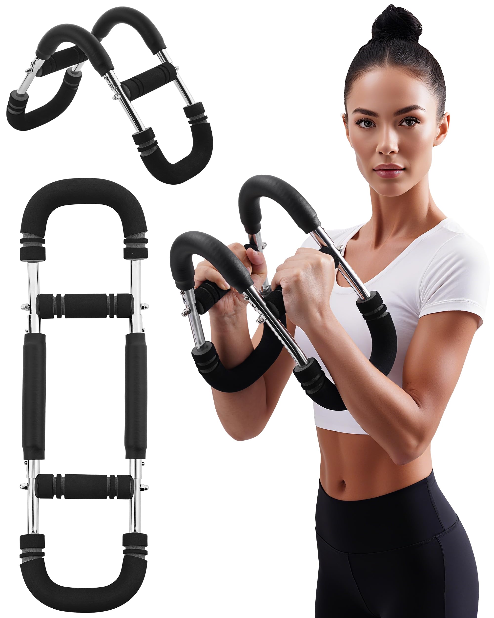 Twister Arm Exerciser, Adjustable Spring Workout Bar, Forearm Triceps Chest Inner Thigh Muscle Enhanced Exercise Strengthener, Upper Body Strength Builder Trainer, Home Fitness Equipment