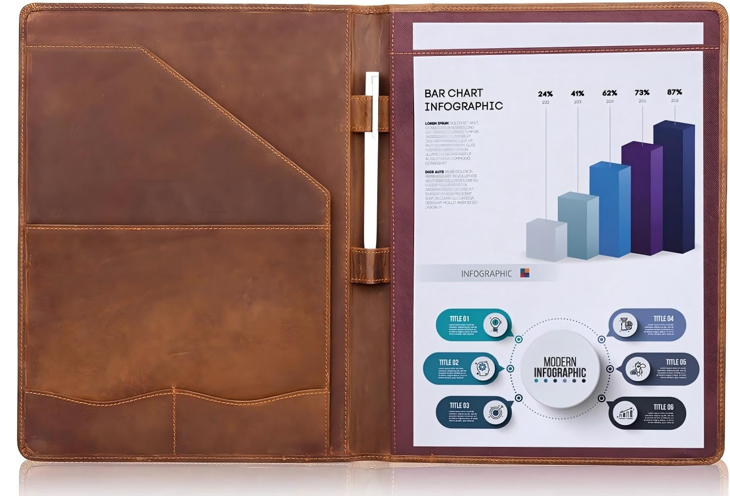 Jack&Chris Leather Portfolio, A4 Document Folder Legal Pad Padfolio, Professional Writing Letter Notepad Clipboard Sleeve Organizer, Resume Folio Binder for Men&Women,JC1823