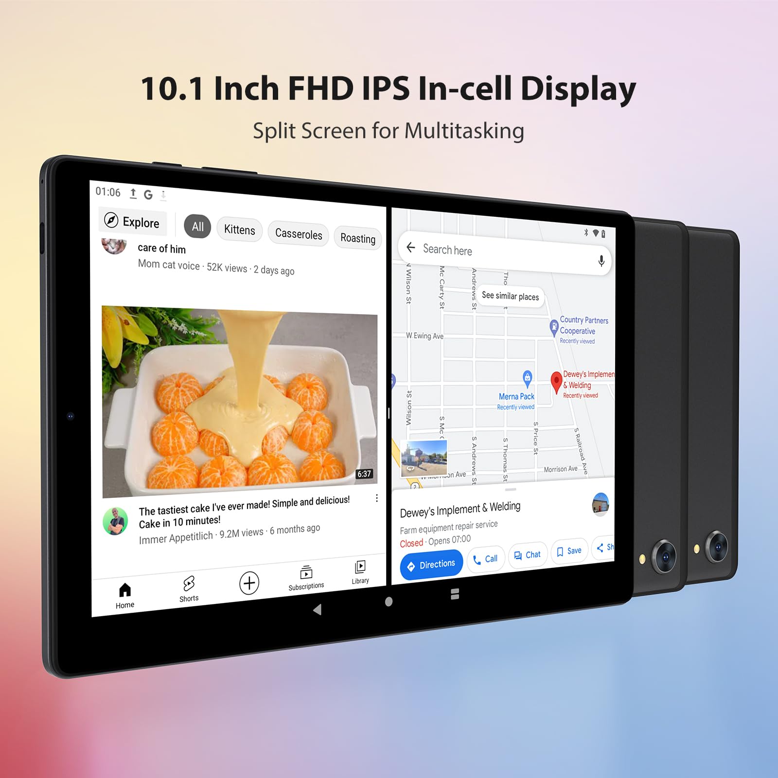 Tablet 10 Pulgadas Android 15 con 36GB RAM + 128GB ROM (1TB TF), 4G LTE+5G WiFi, Octa-Core 2.0 GHz, 8000mAh, Bluetooth 5.0, GPS, 8MP + 13MP, Tablet con Teclado, Negro