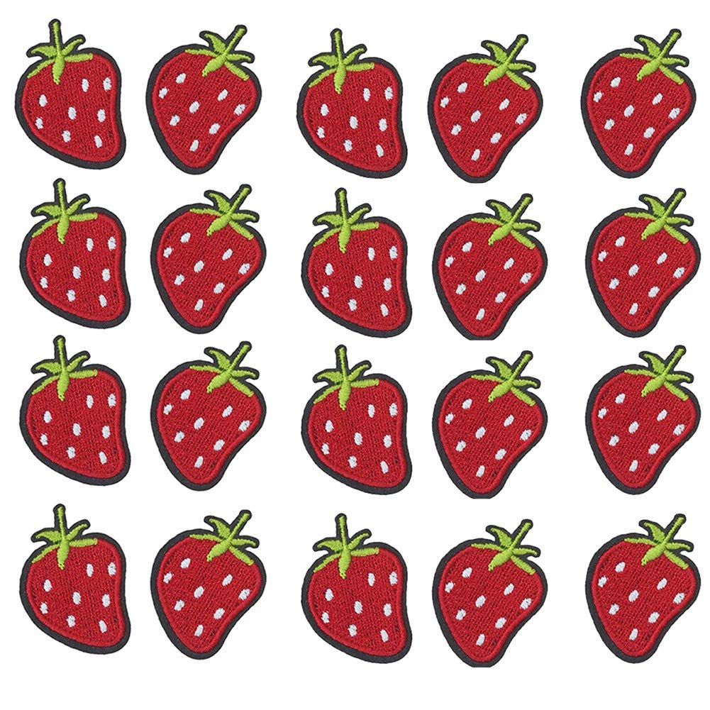 CTRLZS Mini Strawberry Embroidered Sew Iron on Patch for Clothes/Hat/Jackets/T-Shirt/Jeans/Backpacks (20Pcs)