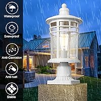 Vista 9 de Darkaway Poste de luces para exteriores, postes de lámpara para exteriores, luces grandes de aluminio impermeables de 17 pulgadas, accesorios de luz