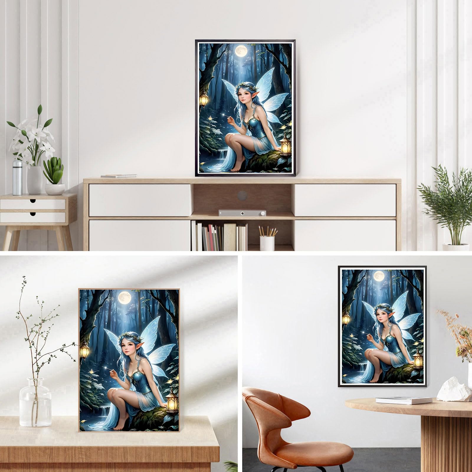 DPHERO DIY Elf Fairy Diamond Painting Kits for Adults,5D Moon Night Diamond Art Kits for Beginners,Round Full Drill Diamond Painting Art,DIY Painting by Numbers Diamond Art Painting 12x16 inch - Image 3