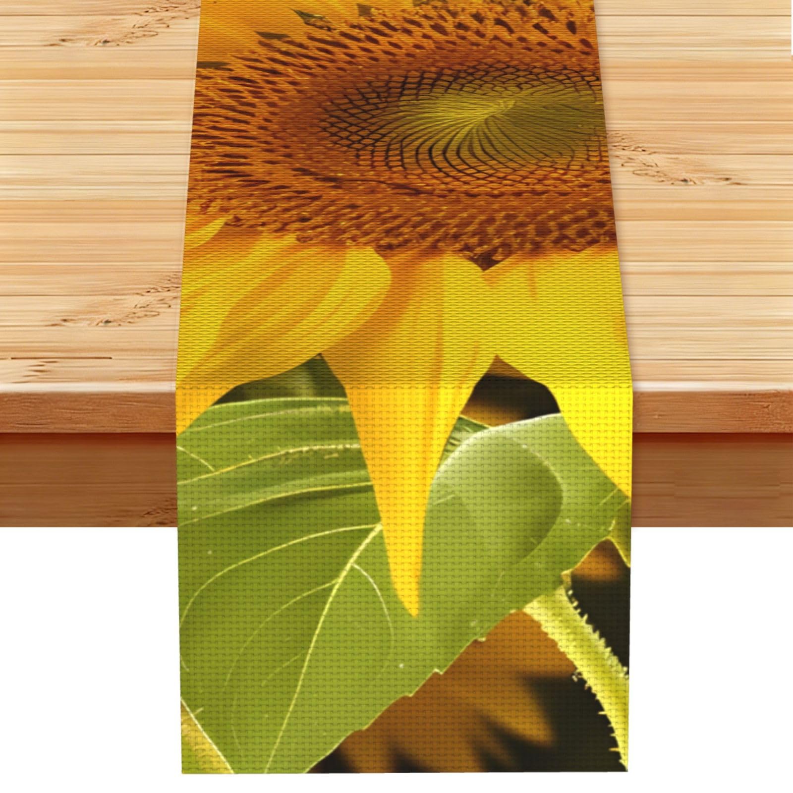 Sunflowers Table Runner 13x72 Inch Cotton Linen Table Linen Washable Farmhouse Tablecloth Modern Abstract Art Kitchen Dinning Table Decoration for Home Party Decor