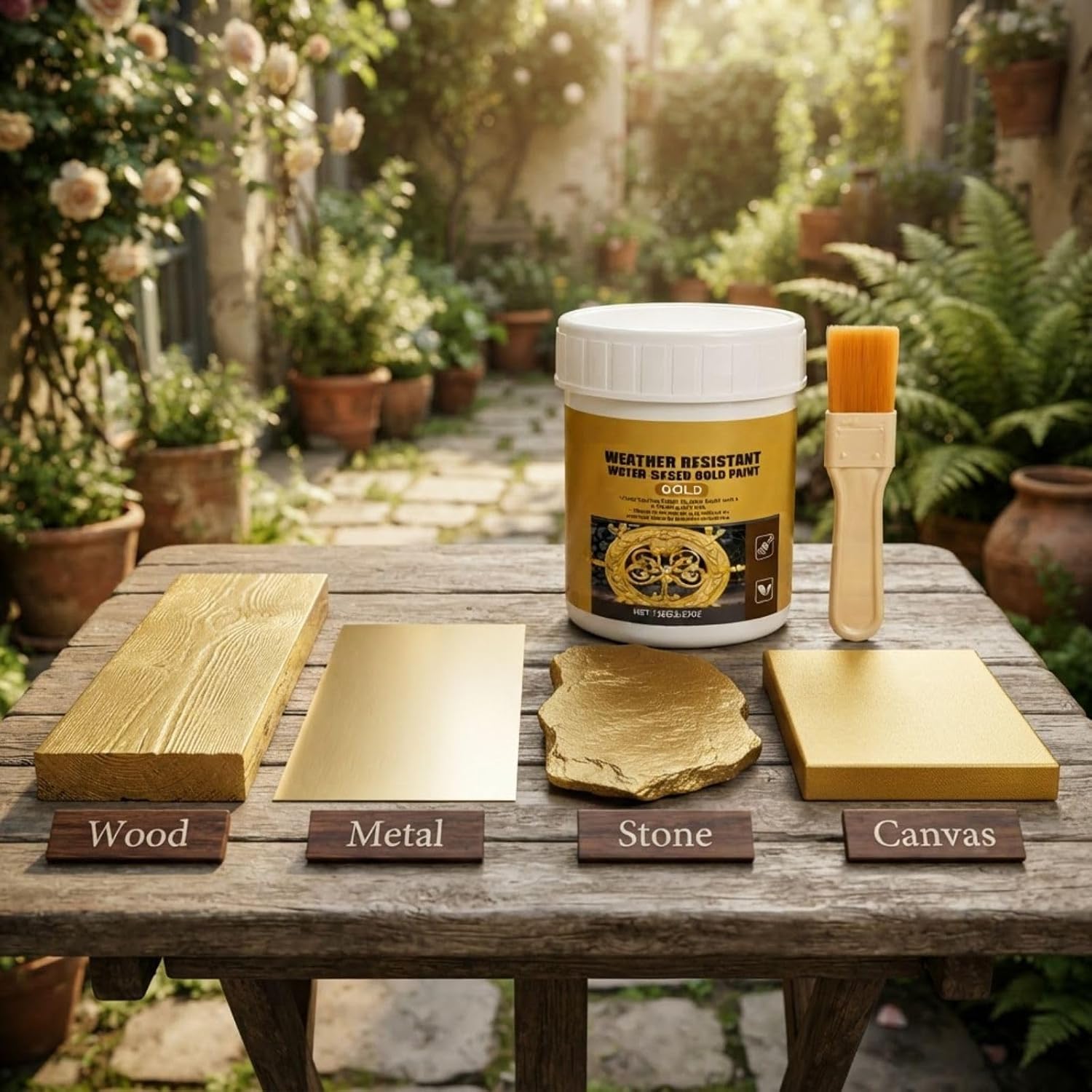 Weather Resistant Gold Paint for Wood, Metal & Crafts, Indoor and Outdoor