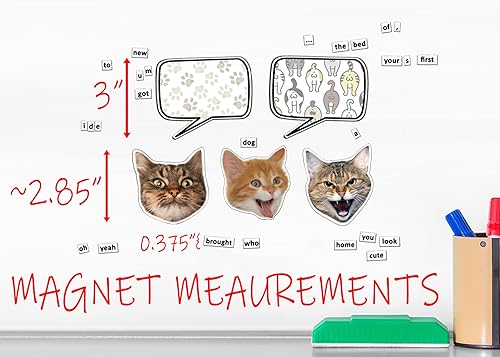 Miniatura 7 de Imanes de palabras de gato  2 imanes para gatos con 1000 divertidos azulejos magnéticos para refrigerador y burbujas de habla  Divertido paquete de