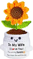 Presentes para sua esposa, presente de marido, para minha esposa, crochê feito à mão, girassol emocional, aniversário romântico, casamento, aniversário de casamento, presentes de dia dos namorados