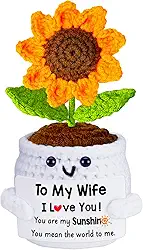 Presentes para sua esposa, presente de marido, para minha esposa, crochê feito à mão, girassol emocional, aniversário romântico, casamento, aniversário de casamento, presentes de dia dos namorados