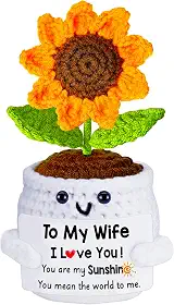 Presentes para sua esposa, presente de marido, para minha esposa, crochê feito à mão, girassol emocional, aniversário romântico, casamento, aniversário de casamento, presentes de dia dos namorados