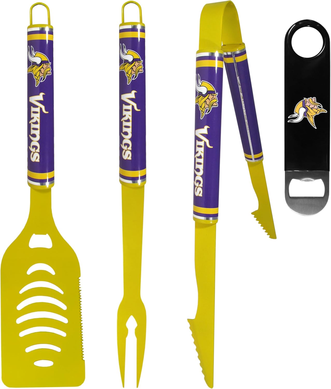 Siskiyou NFL Minnesota Vikings 3 pc Logo BBQ Tools w/Bottle Opener, One Size, Team Colors