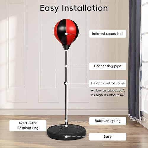 Miniatura 2 de Saco de boxeo para niños, bolsa de boxeo para niños de 3 a 8 años, sacos de boxeo con soporte ajustable de altura, juego de boxeo para niños con