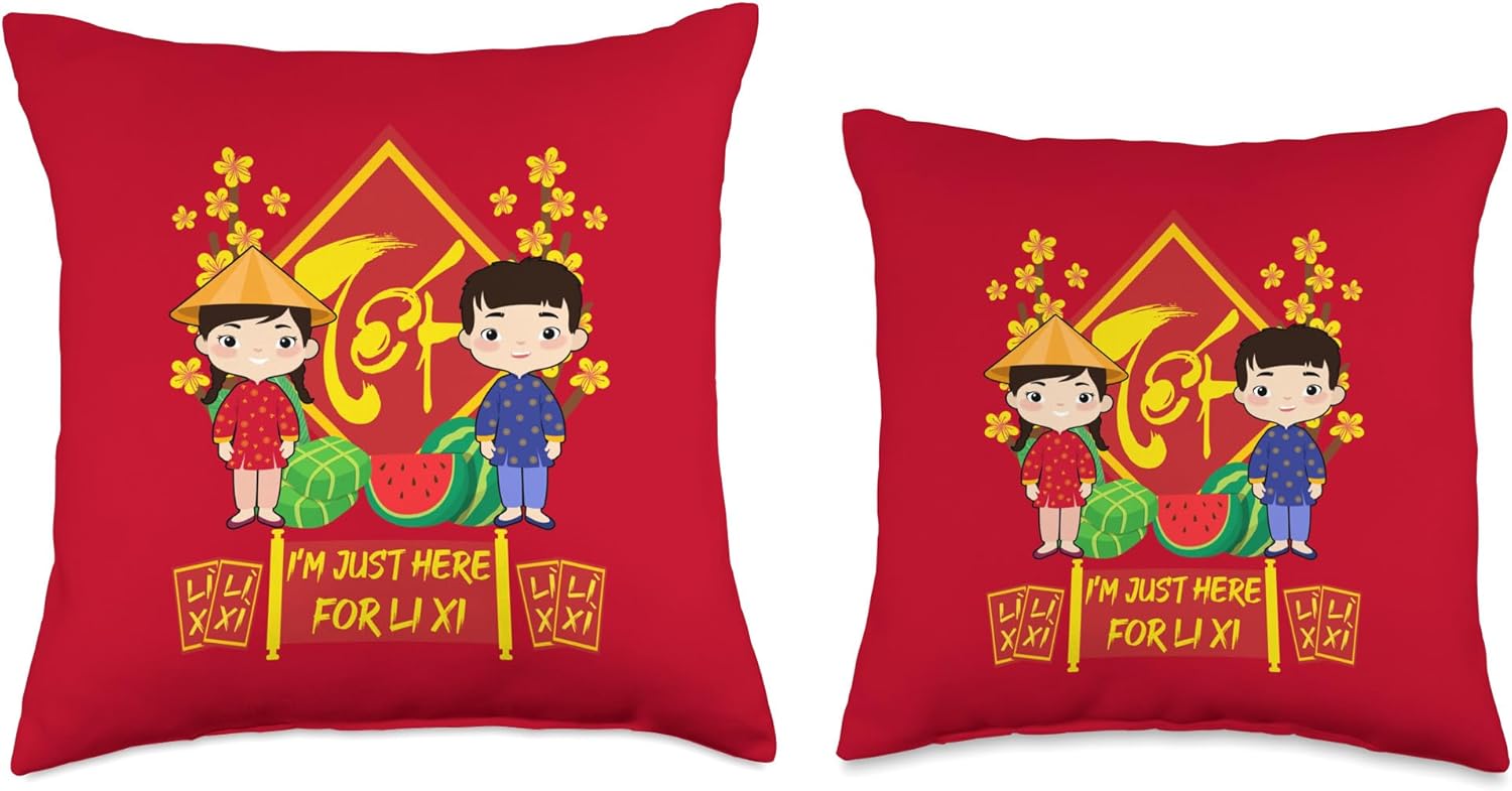 Kids Vietnamese New Year 2026 | I'm Just Here For Li Xi Throw Pillow